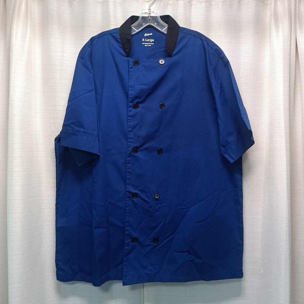 Culvers Blue Chef Coat Short Sleeve‎ Double Breasted Uniform Shirt Unisex XL